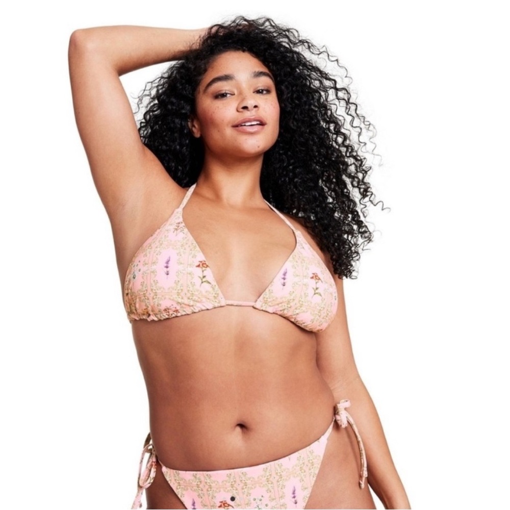NWOT AGUA BENDITA x TARGET Reversible Dainty Floral/Stripe Print Bikini Set